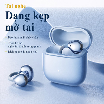 Tai Nghe Bluetooth Không Dây Open-Ear Kẹp Tai Bluetooth 5.3 Mic HD Giảm Ồn Cuộc Gọi Độ Trễ Thấp