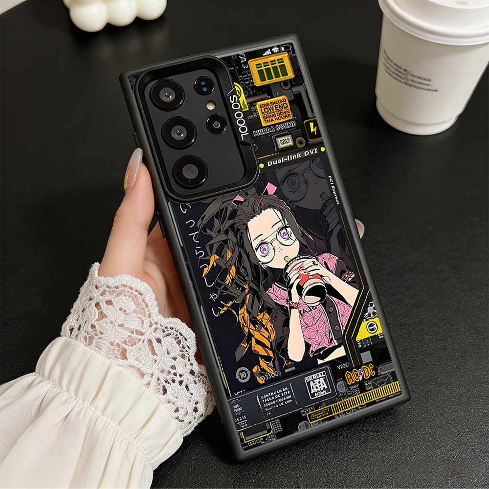 Ốp Lưng Samsung Anime Cô Bé Trà Sữa Nhám,Ngầu Cho Samsung Galaxy S25 Ultra,A56,A07,A13,15 Pro Max