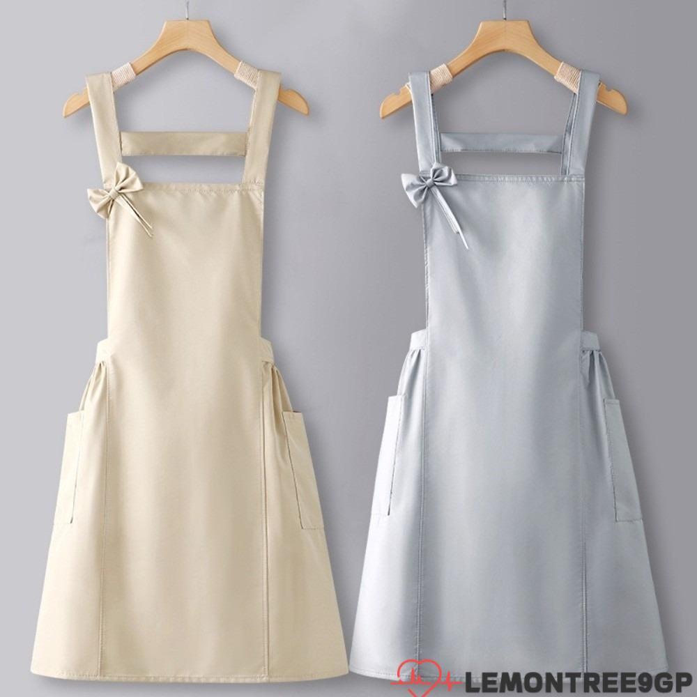Tạp dề chống thấm nước LEMONTREE9GP, có túi Tạp dề sân vườn nhà bếp, Dây buộc nơ chống dầu thời tran