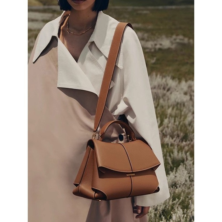 Polene Smile Bag Polene Retro Phong Cách Mới Da Thật Chính Hãng Túi Nữ Túi Tote Túi Thời Trang Một V
