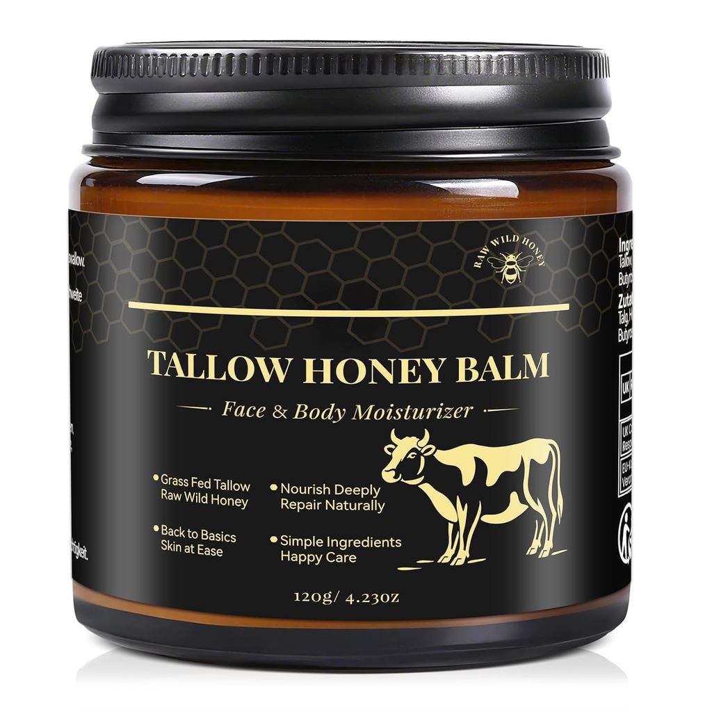 KINGMING Thịt Bò Tallow Cho Da, Tallow Và Mật Ong Balm Cho Mặt, Kem Dưỡng Ẩm Da Mặt, Cỏ Fed Bò Tallo