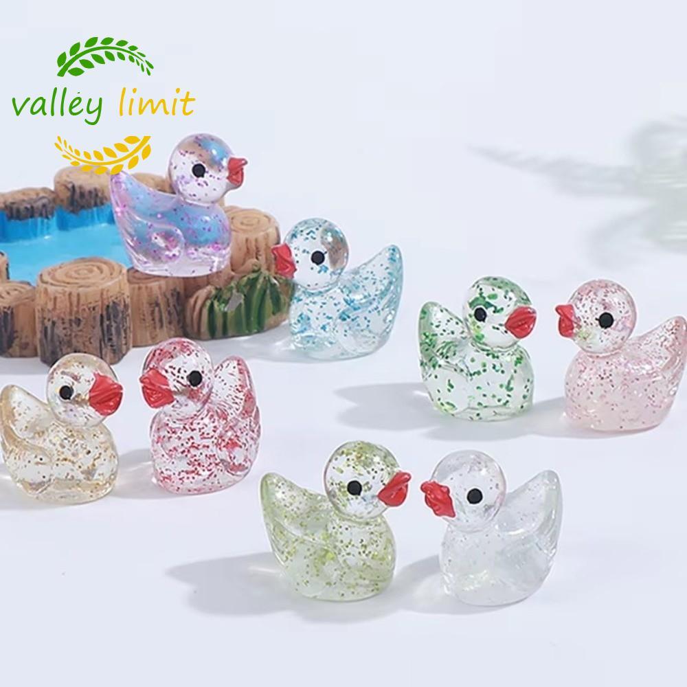 VALLEY LIMIT Nhựa Hình Vịt Đồ Chơi, Dễ Thương Mini Nhỏ Thu Nhỏ Vịt Trang Trí, Trang Trí Lấp Lánh Lấp