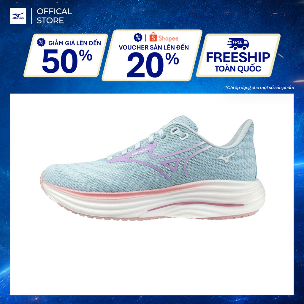 Giày Chạy Bộ Nữ Mizuno Wave Rider 29 / 29 D - Xanh Baby - J1GD250325 / J1GD250625
