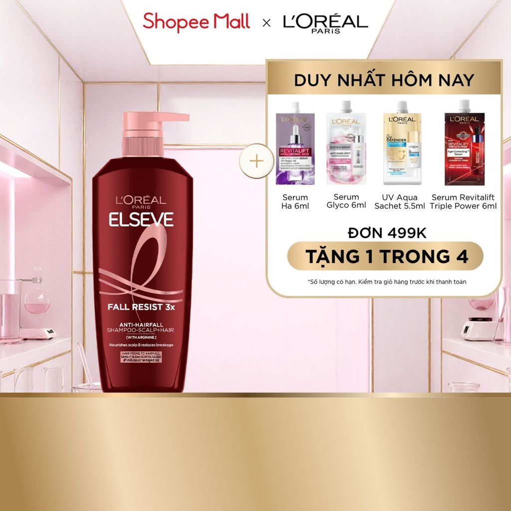 Dầu Gội L'Oréal Paris Elseve Fall Resist 3x Giảm Gãy Rụng Tóc 620ml
