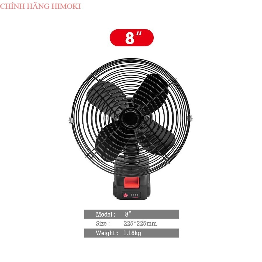 Quạt Pin Tích Điện MAKITA, Quạt Chạy Pin Tích Điện 8 Inch Để Bàn , Làm Mát Cực Nhanh, (quạt đen ), C