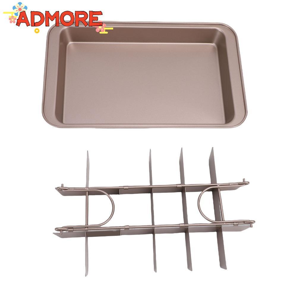 ADMORE Brownie Pan có ngăn chia, Chảo nướng Brownie 18 khe cắm, Bộ chia đáy cố định bằng thép Carbon