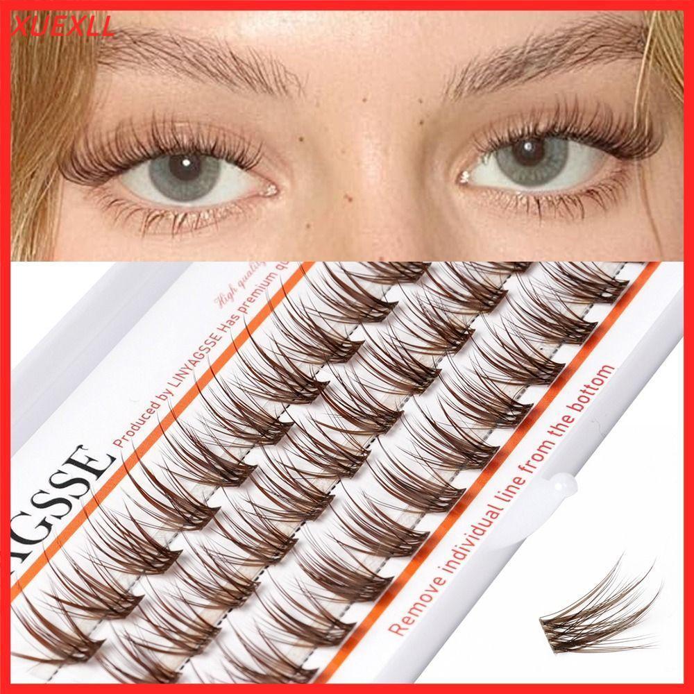 ❈ ❈⭐⭐ Lông mi riêng lẻ, C / D Curl Handmade Brown Anime Cluster Mi, Không độc ác Chiều dài 11 ~ 15mm