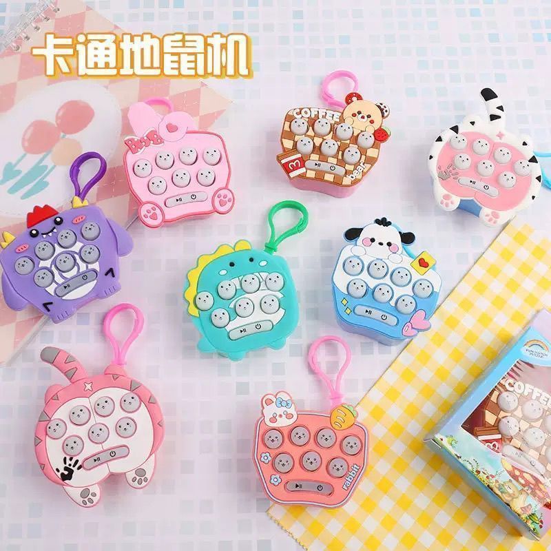 Máy Chơi Game Cầm Tay Mini Họa Tiết Hoạt Hình Whack-a-Mole Điện Tử Dạ Quang Giải Nén Đồ Chơi Móc Khó
