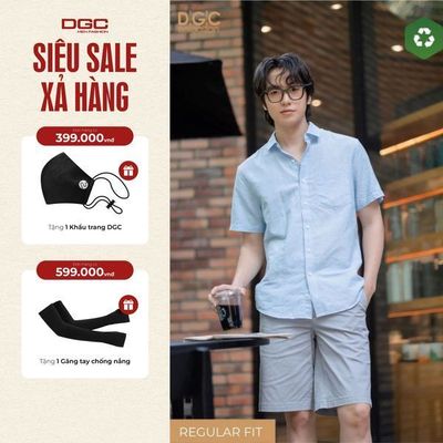 Áo Sơ Mi Ngắn Tay DGC Dáng suông Regular, Phong Cách Trẻ Trung - SASNBC29M