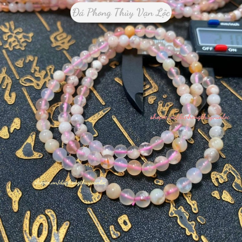 Vòng tay quấn 3 vòng hoa anh đào size 5mm vòng tay quấn 3 vòng hoa anh đào đeo tay size 5mm
