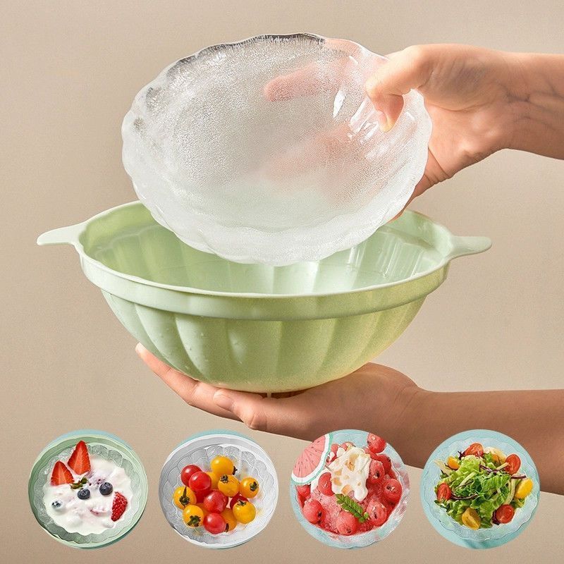 DIY Ice Bowl Salad Ice Bowl Bowl Ice Food Grade Salmon Sashimi Tôm Hùm Bộ Đĩa Lẩu Thịt Nướng Mì Lạnh
