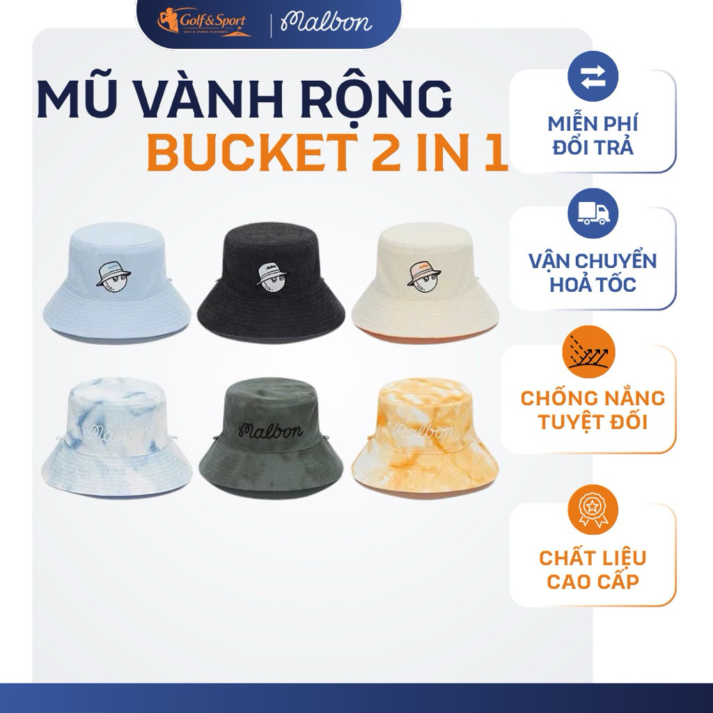 Mũ Bucket Golf Thời Trang Malbon Golf Reversible Bucket Hat – Mũ Golf 2 Mặt Cao Cấp ( Malbon x Golfw