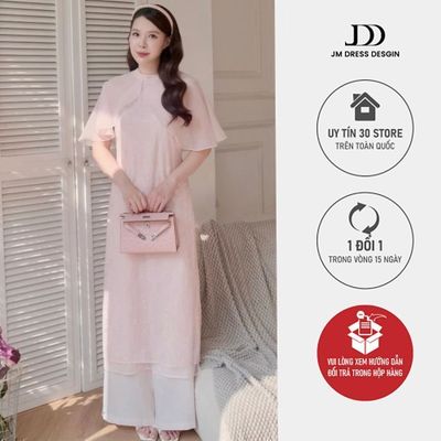 Áo Dài Thanh Uyển - Áo Dài Suông Sổ Tàu Cách Điệu, Phối Tơ 2M07.2509. Áo Dài Nữ Cách Tân Hiện Đại Sang Trọng Thiết Kế JM