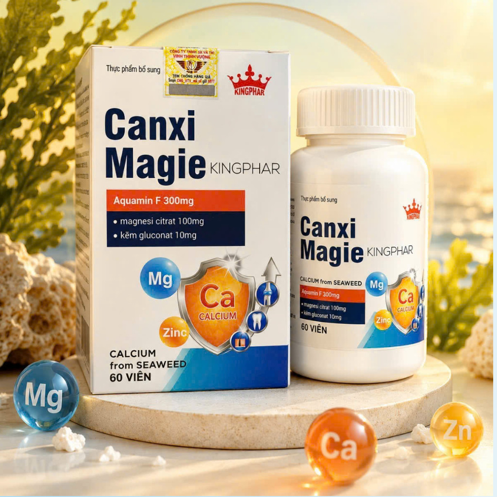 Viên Uống Canxi Magie Kingphar 60 Viên  – Bổ Sung Canxi, Magie Và Kẽm Cho Cơ Thể