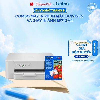 Combo máy in phun màu đa năng Brother DCP-T236 + Giấy in ảnh BP71GA4
