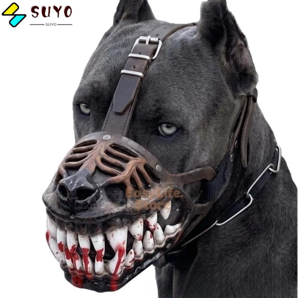 SUYO Hell Hound muzzle, Monster Dây đeo linh hoạt cho chó Monster muzzle, Răng đáng sợ thoáng khí He