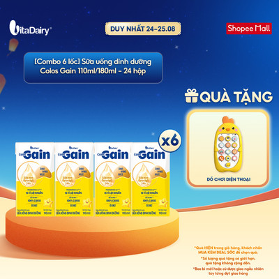 [COMBO 6 LỐC - 24 HỘP] Sữa uống dinh dưỡng Colos Gain 110ml/180ml cải tiến - Giúp bé cải thiện cân nặng