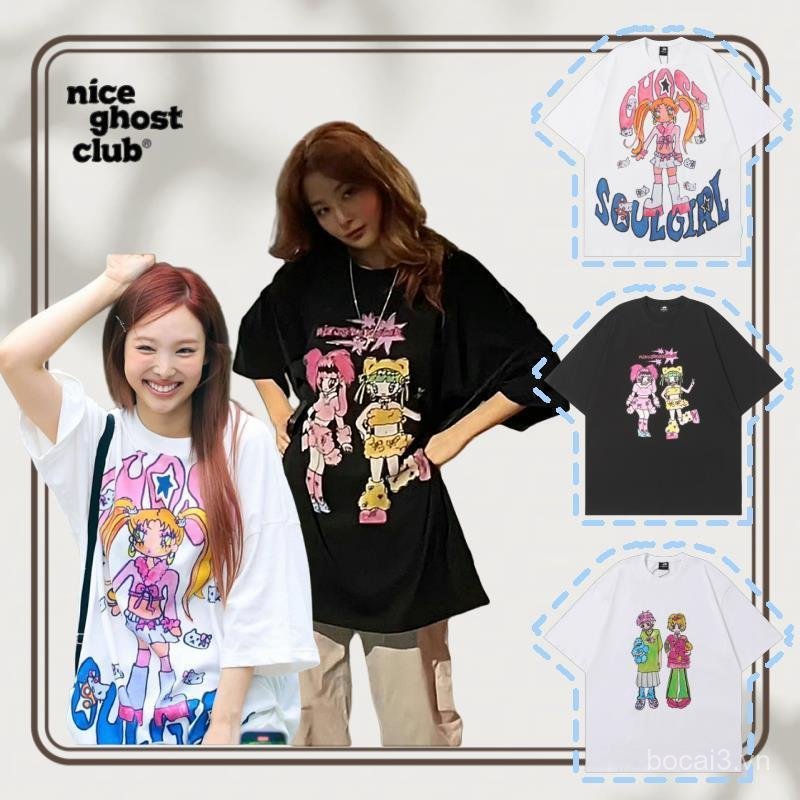 LUQW South Korea NGC Nayeon's style: cute and cool street-style American loose-fitting short-sleeve 