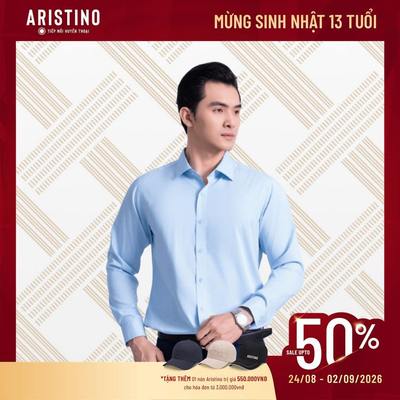 Áo Sơ Mi Nam Aristino Regular Fit màu xanh tay dài chất liệu visco bamboo tre thoáng mát ALS0720S4