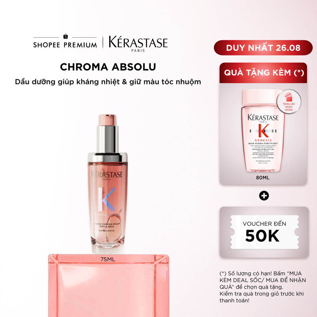 Dầu dưỡng tóc CHROMA ABSOLU giúp kháng nhiệt & giữ màu tóc nhuộm 75ml | L'huile Chroma Éclat Hair Oil