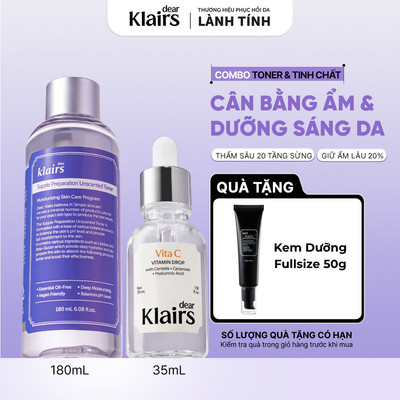 Combo [Bản Mới] Tinh chất Dear Klairs Vitamin Drop 35ml + Nước Hoa Hồng Supple Preparation Toner 180ml [FS]