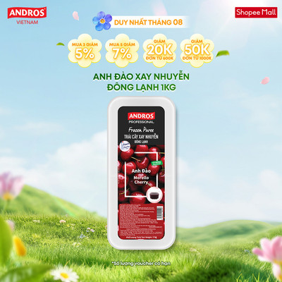 [CHỈ GIAO HCM] Cherry Xay Nhuyễn Đông Lạnh - Không chất bảo quản - ANDROS Frozen Puree - 1 KG