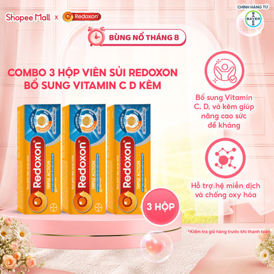 Bộ 3 Viên sủi bổ sung Vitamin C, D, và Kẽm Redoxon Triple Action 10 viên/hộp