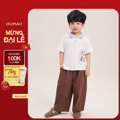 Quần Dài Bé Trai GUMAC Form Barrel Túi Đắp Lưng Thun Kaki Chéo Năng Động QKG04029