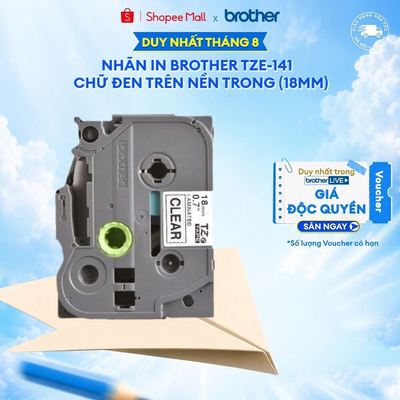 Nhãn in Brother TZe-141 chữ đen trên nền trong (18mm)