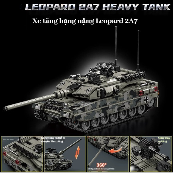 Bộ Đồ Chơi Lắp Ráp Mô Hình Xe Tăng Leopard 2A7 Kiểu Lego – Đồ Chơi Xếp Hình Quân Sự Cho Bé Trai