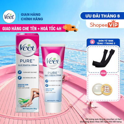 [HỎA TỐC 4H] [MỚI] Kem tẩy lông Veet Pure cho da nhạy cảm, hộp lớn 100g tiết kiệm, công thức Pure cải tiến