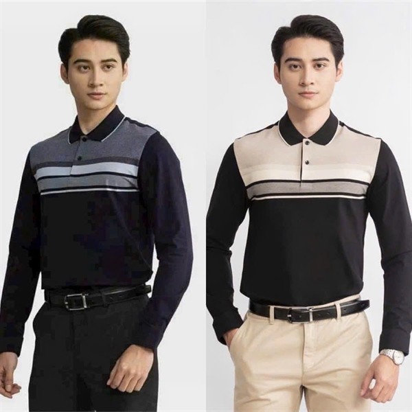 Áo polo boss Aristino dài tay 1LP003W2 chất cotton xốp mềm, dày dặn, kẻ ngang trẻ trung