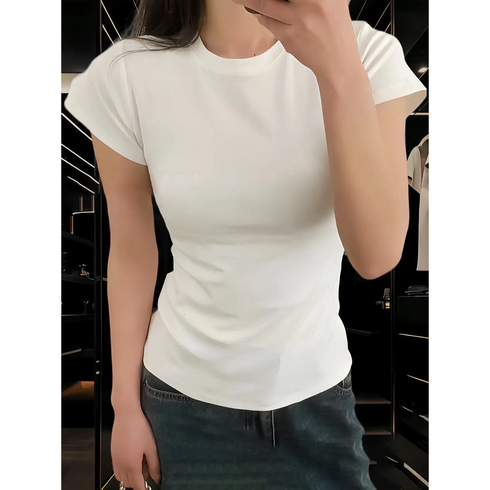 áo baby tee form rộng áo baby tee ôm body Moses Queen Moses Queen polo Vai Trước Slim-fit Co Giãn Ôm