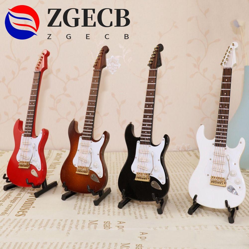 ZGECB Mini Gỗ Đàn Guitar Điện, Mini Vintage Nhà Búp Bê Thu Nhỏ Đàn Guitar, Mini Trang Trí Nhà Bằng G