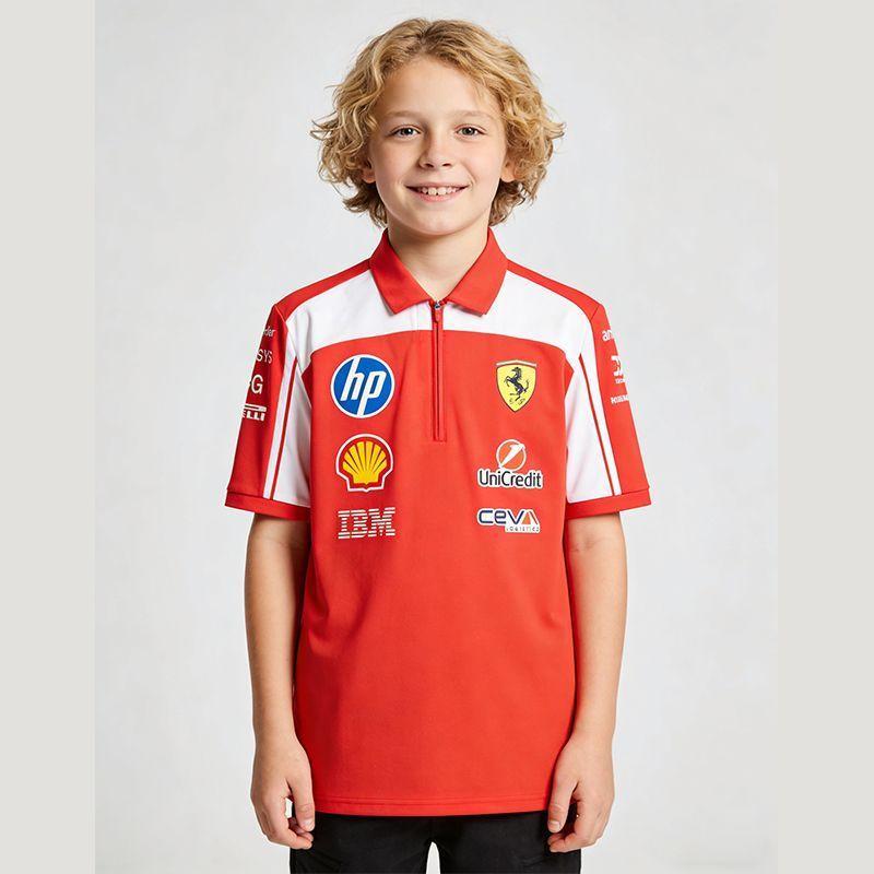 2026 New Boys' F1 Racing Short-Sleeve Outfit, Leclerc, Lewis, Outdoor Sports Quick-Dry Breathable Ki