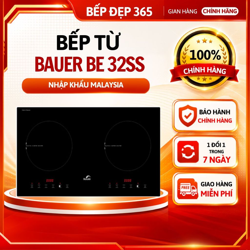 Bếp từ đôi Bauer BE 32SS | Bếp từ inverter | Bếp từ malaysia | Bảo hành chính hãng Bauer 3 năm | Hàn