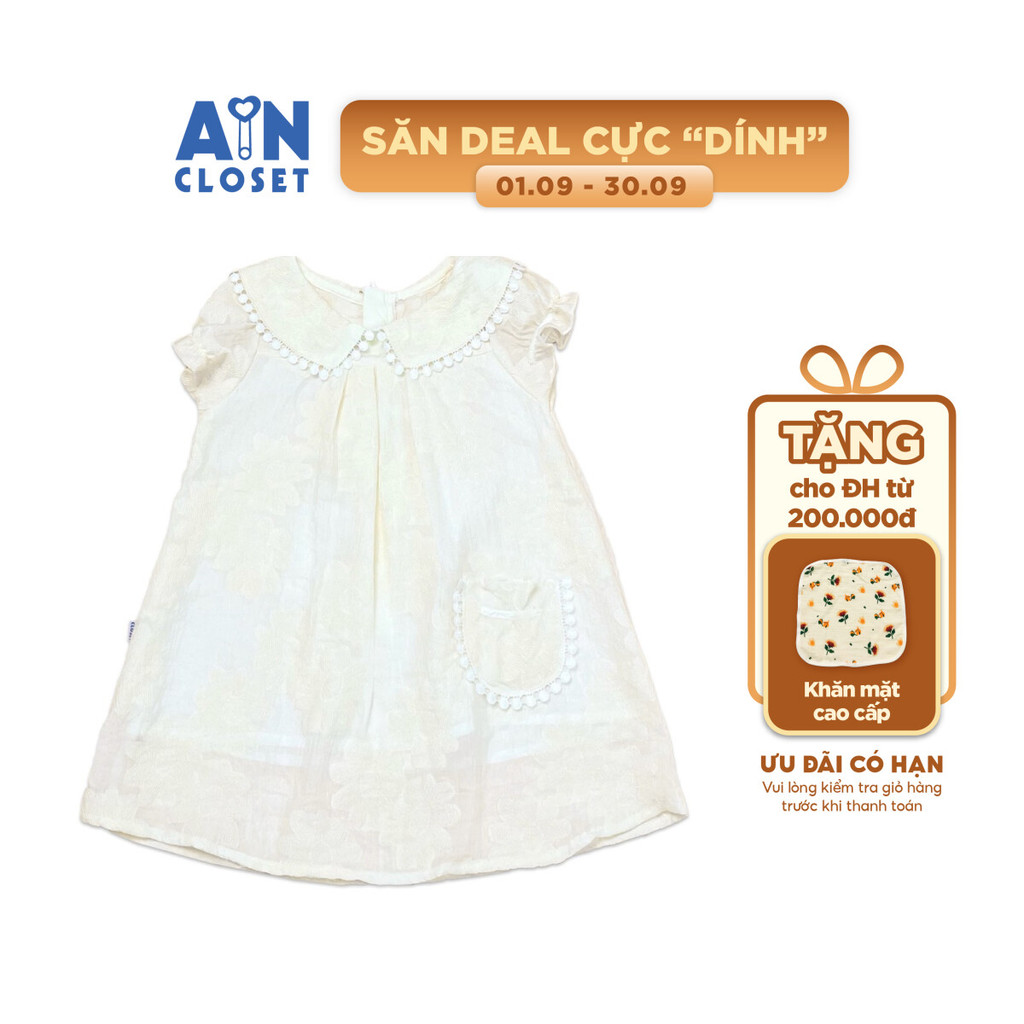 Đầm bé gái họa tiết Ren Vàng kem tơ - AICDBGZQGAUJ - AIN Closet