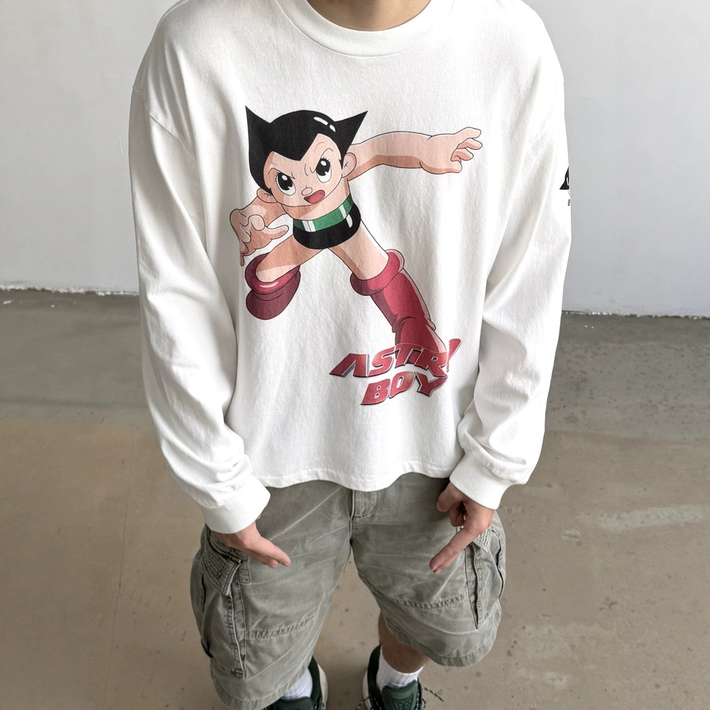 EYET SAINT x ASTRO BOY ASTRO BOY Áo thun dài tay bằng vải gỗ