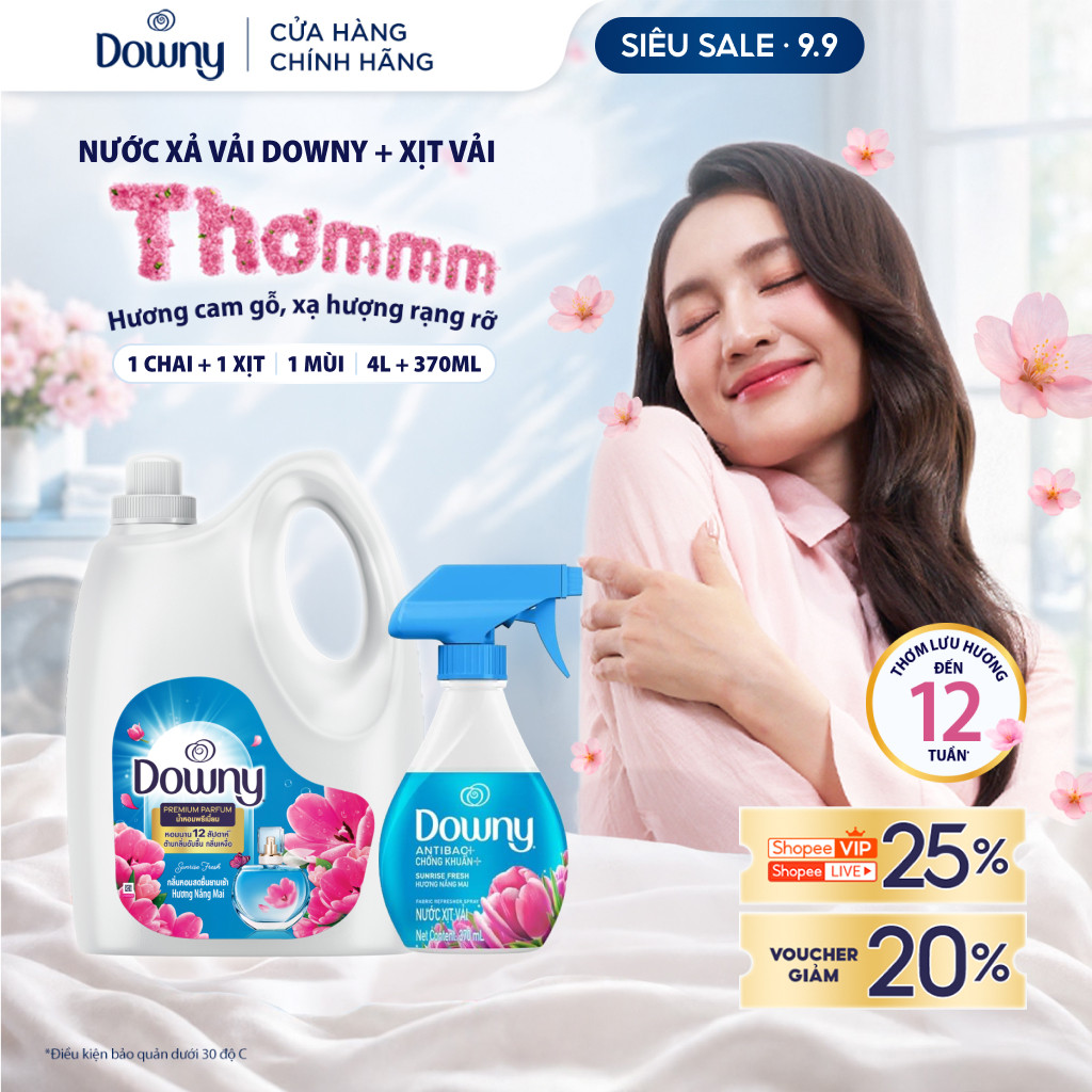 Combo Nước Xả Vải Downy Nắng Mai 4L & Xịt Vải Downy Nắng Mai 370ML