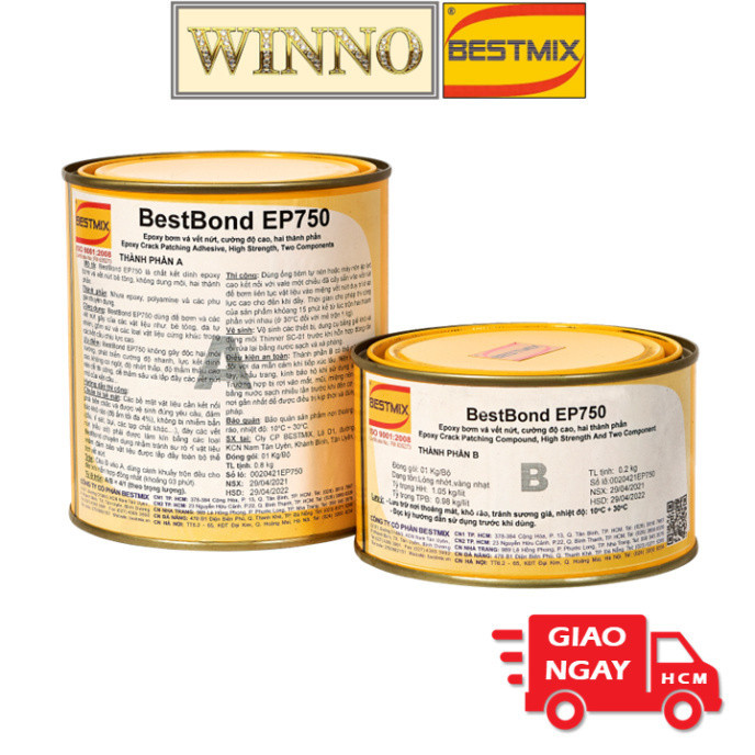 [Hỏa Tốc] Bộ 1kg BestBond EP750 Chống Thấm Epoxy Cường Độ Cao Bestmix Keo Bơm Xử Lý Nứt Kết Cấu Sika