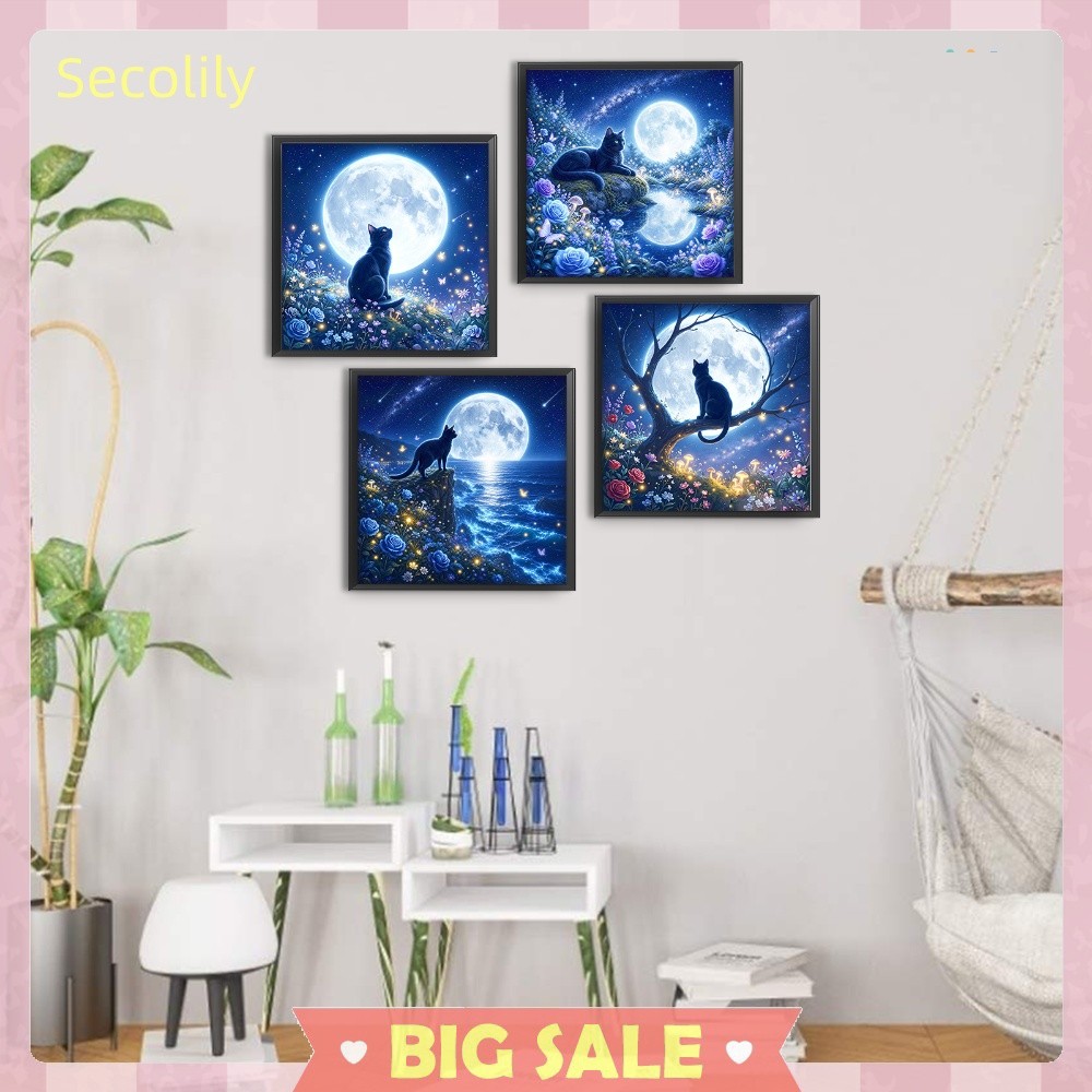 DIY 5D Full Square Drill Diamond Painting Black Cat Animal Series Art Kit 30x30cm [Secolily.vn]