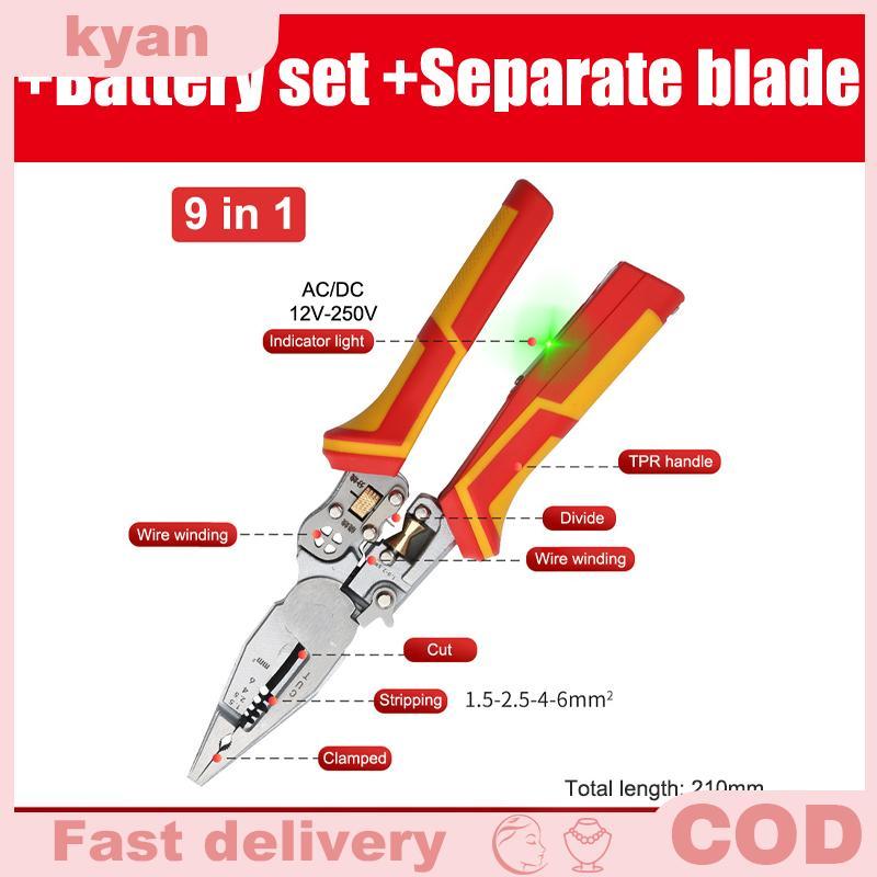 Mới> thợ điện plier 8-in-1 đa chức năng đa năng dây tước kìm điện đo lường Non-Slip dây tước plier