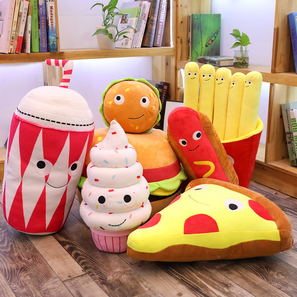 Hoạt Hình Mô Phỏng Pizza Khoai Tây Chiên Pháp Trà Sữa Nướng Xúc Xích Xúc Xích Kem Burger Búp Bê Sang