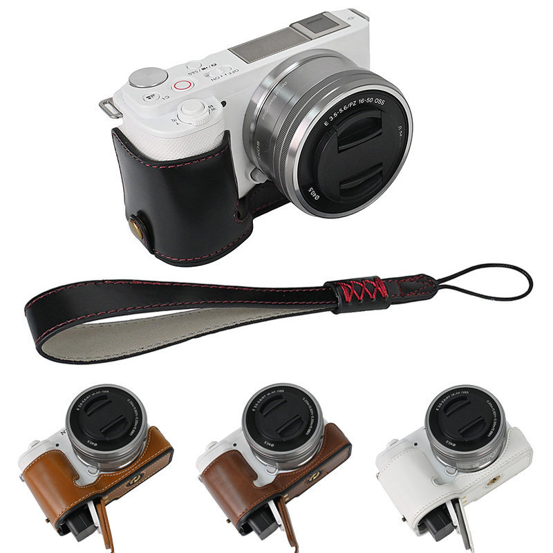 Nửa Bộ Thích Hợp (Yu) Sony ZV-E10 ZVE10 Đế Máy Ảnh Chuyên Dụng Túi Da Vỏ Bảo Vệ Có Dây Đeo Tay