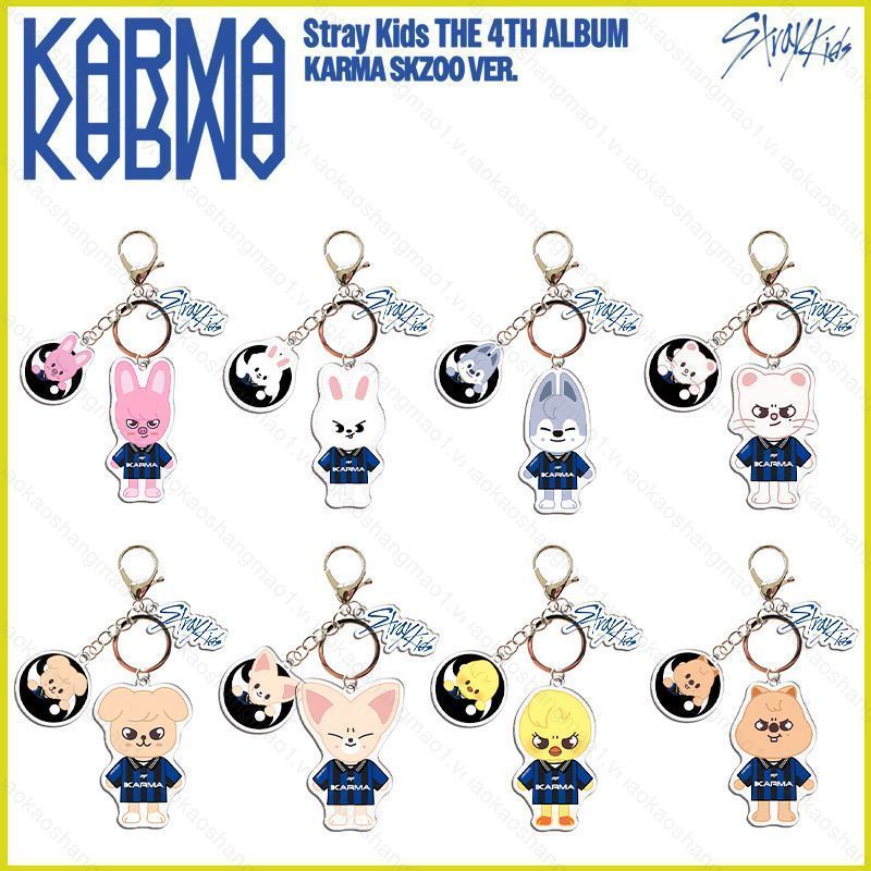 Stray Kids Acrylic Móc Khóa 4TH ALBUM KARMA Mặt Dây Chuyền SKZOO Túi Phụ Kiện Ngôi Sao Ngoại Vi