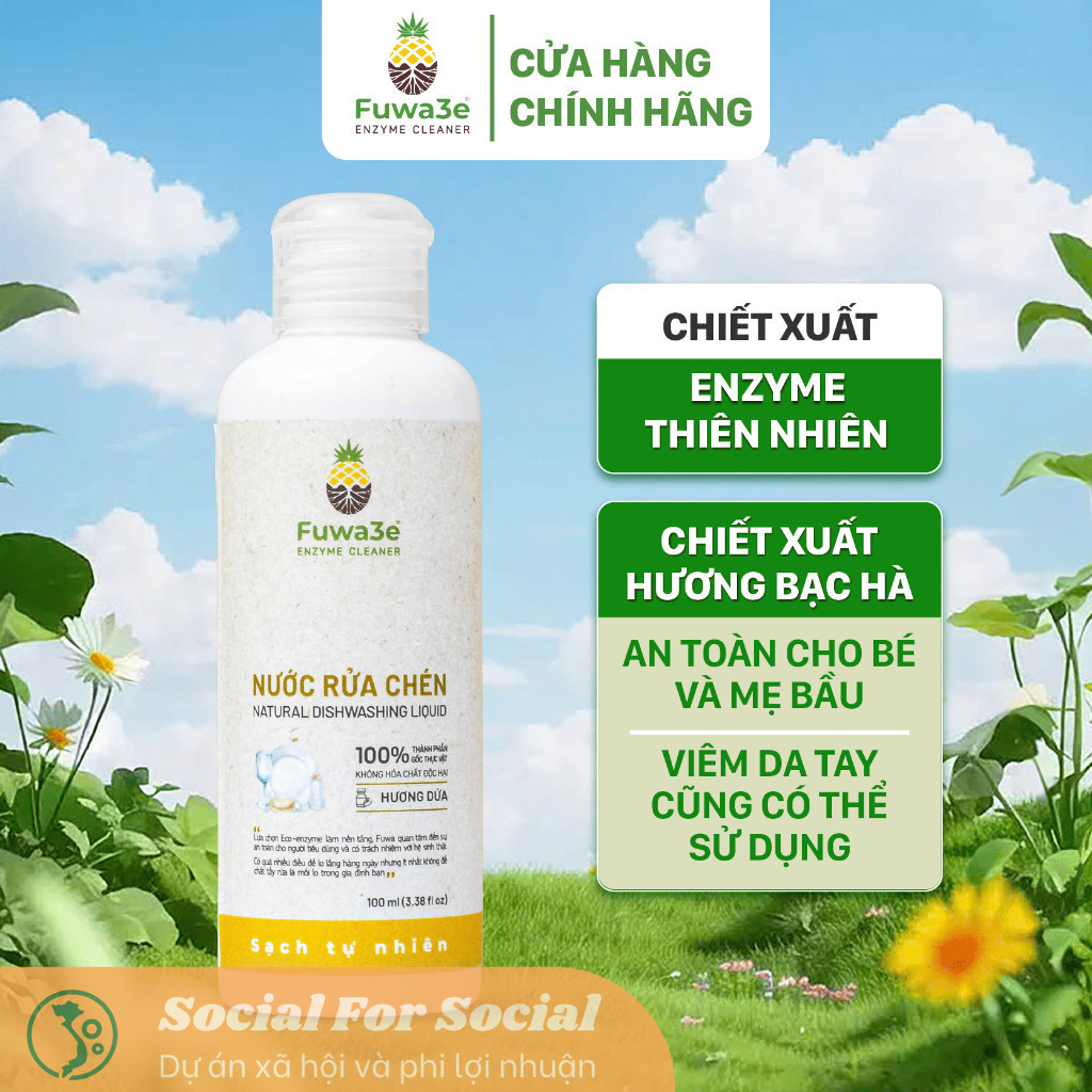 [Hỏa tốc] [Mua 2 giảm 10%] Nước Rửa Chén Hữu Cơ Fuwa3e Organic Enzyme Sinh Học  An Toàn Cho Bé Bảo Vệ Da Tay