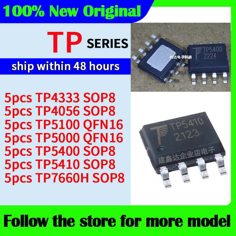 5 CÁI TP4333 TP4056 TP5100 TP5000 TP7660H TP5400 TP5410 SOP chip ic