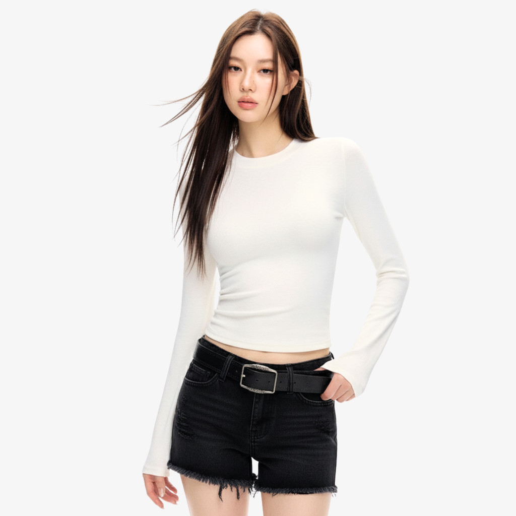 Áo Thun Nữ Tay Dài Dáng Ôm Basic Cổ Tròn Chất Vải Co Giãn Nhiều Màu By ChaBon CB02 | BigBuy360 - bigbuy360.vn