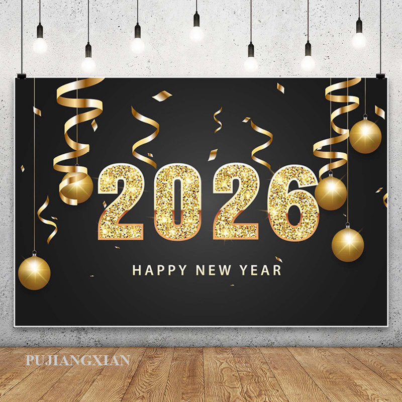 [PJX] 2026 Chúc Mừng Năm Mới Vải Pháo Hoa Trang Trí Cảnh Tiệc Chụp Ảnh Biểu Ngữ Nền