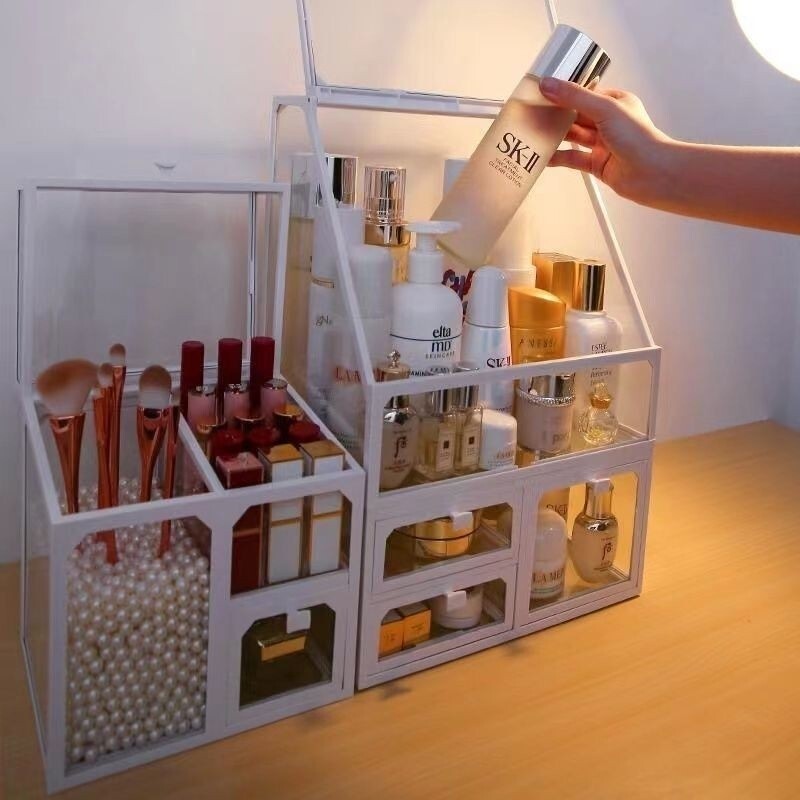 [5494 Person Collection] Cosmetic Storage Box Antidust Skin Care Product Storage Rack Glass Transpar